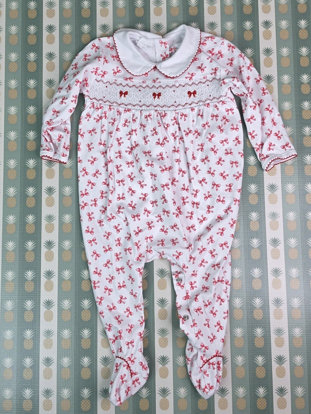 Magnolia Baby Scarlett Bows Smocked Footie
